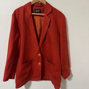 Vintage James River Traders 100% Linen Blazer Rust Orange Boyfriend Fit-14